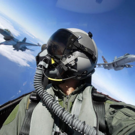 Selfie taken in cockpit of RAAF F/A-18 Hornet fighter jet pilot