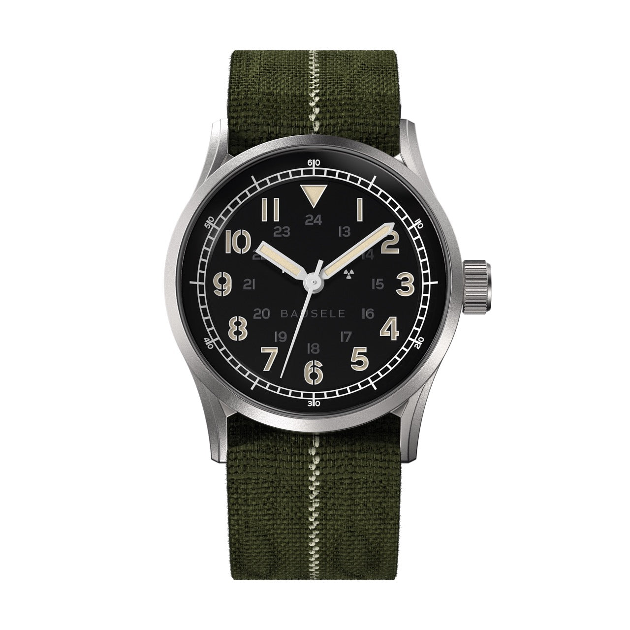 Bausele Classic Field Series Black Front view Mesh strap