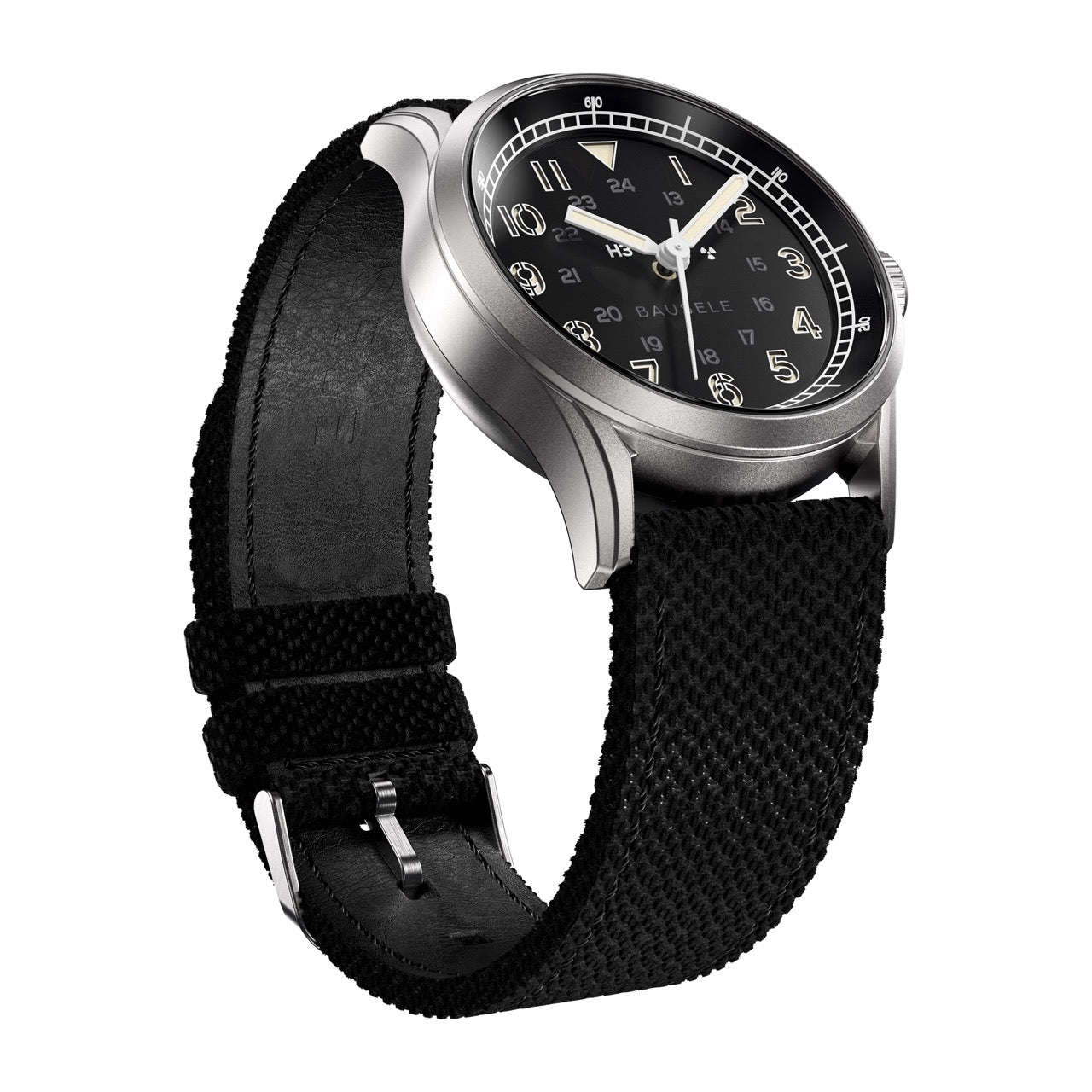 Bausele Classic Field Series Black Mesh strap Left side view HD Large