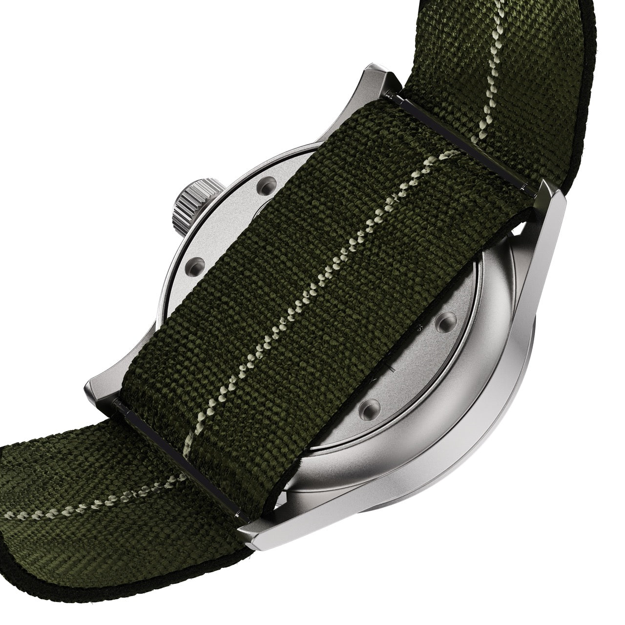 Bausele Classic Field Series Black Orange strap Case back side view
