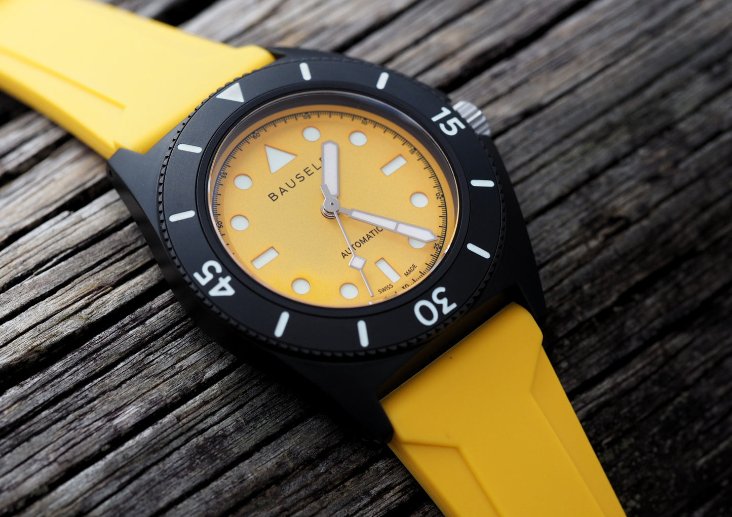 Rubber Pin Buckle Strap 22mm Lug Width Yellow BAUSELE