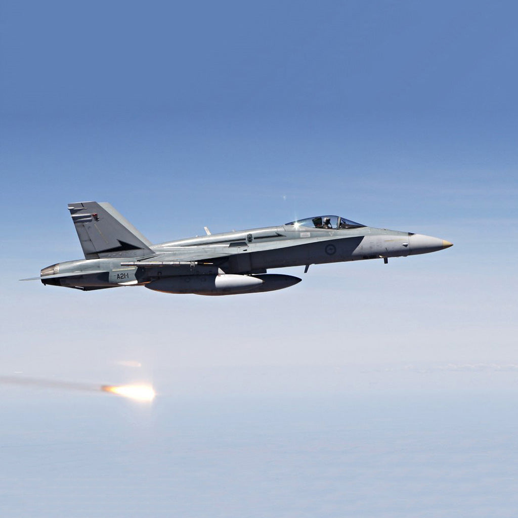 RAAF F/A-18A A21-001 the first Australian built Hornet fighter jet. A piece of this aircraft is in the caseback of the Aviator Air Force 100 watch