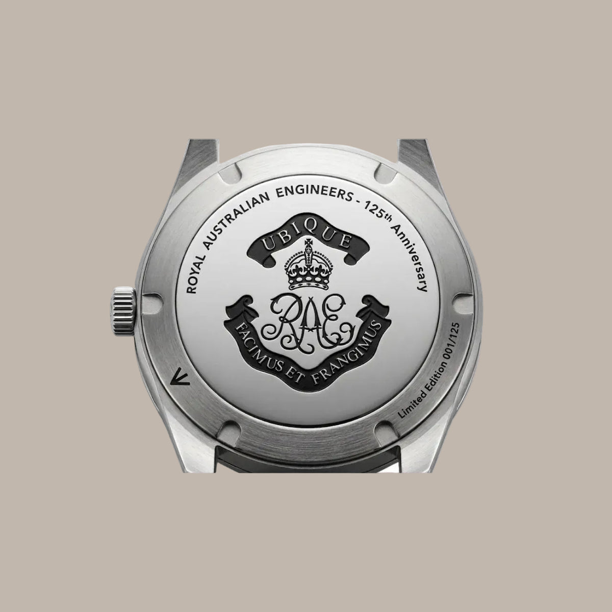 Wristwatch with engraved design on a white background