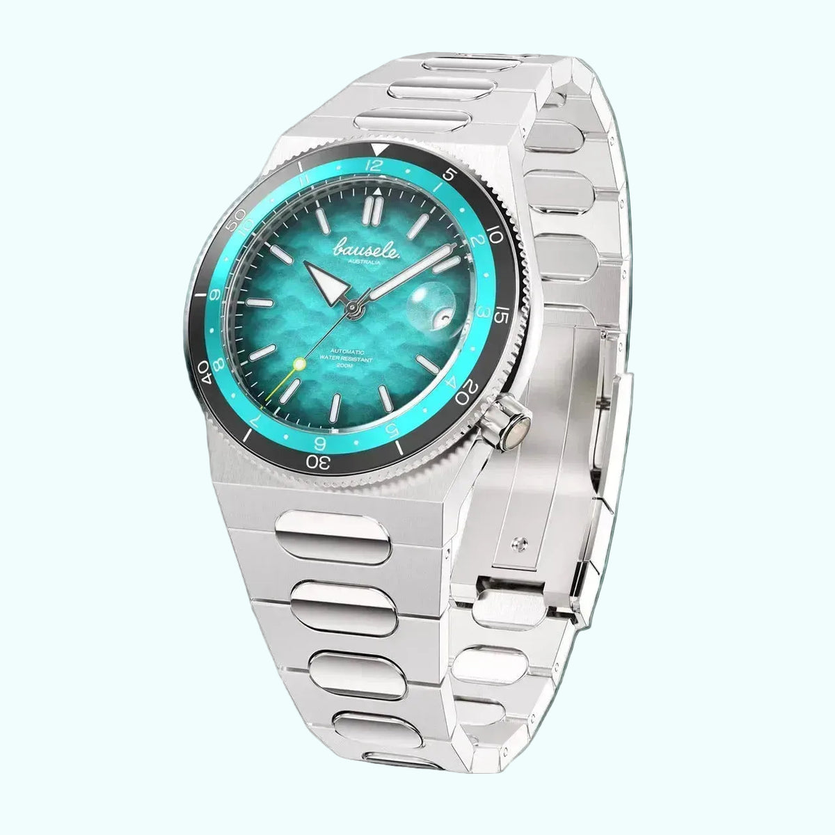 Bausele Elemental Oceanic Blue sand ripple dial detail