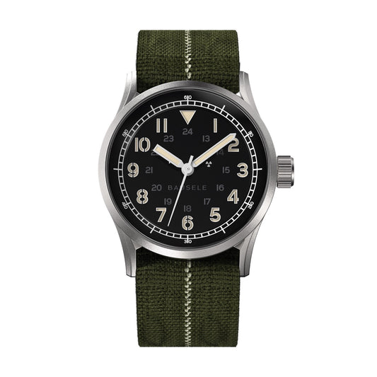 Bausele Classic Field Series Black Front view Mesh strap
