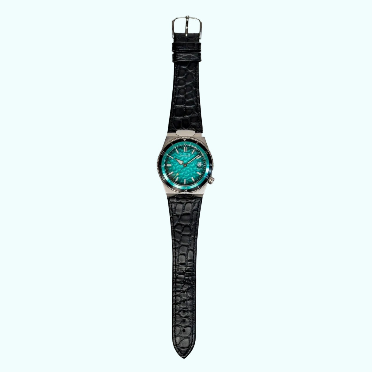 Bausele Elemental black leather strap, made for the Elemental integrated case — view 1