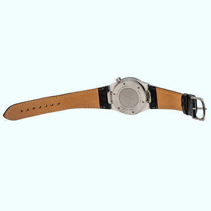 Bausele Elemental black leather strap on the Elemental watch — view 2