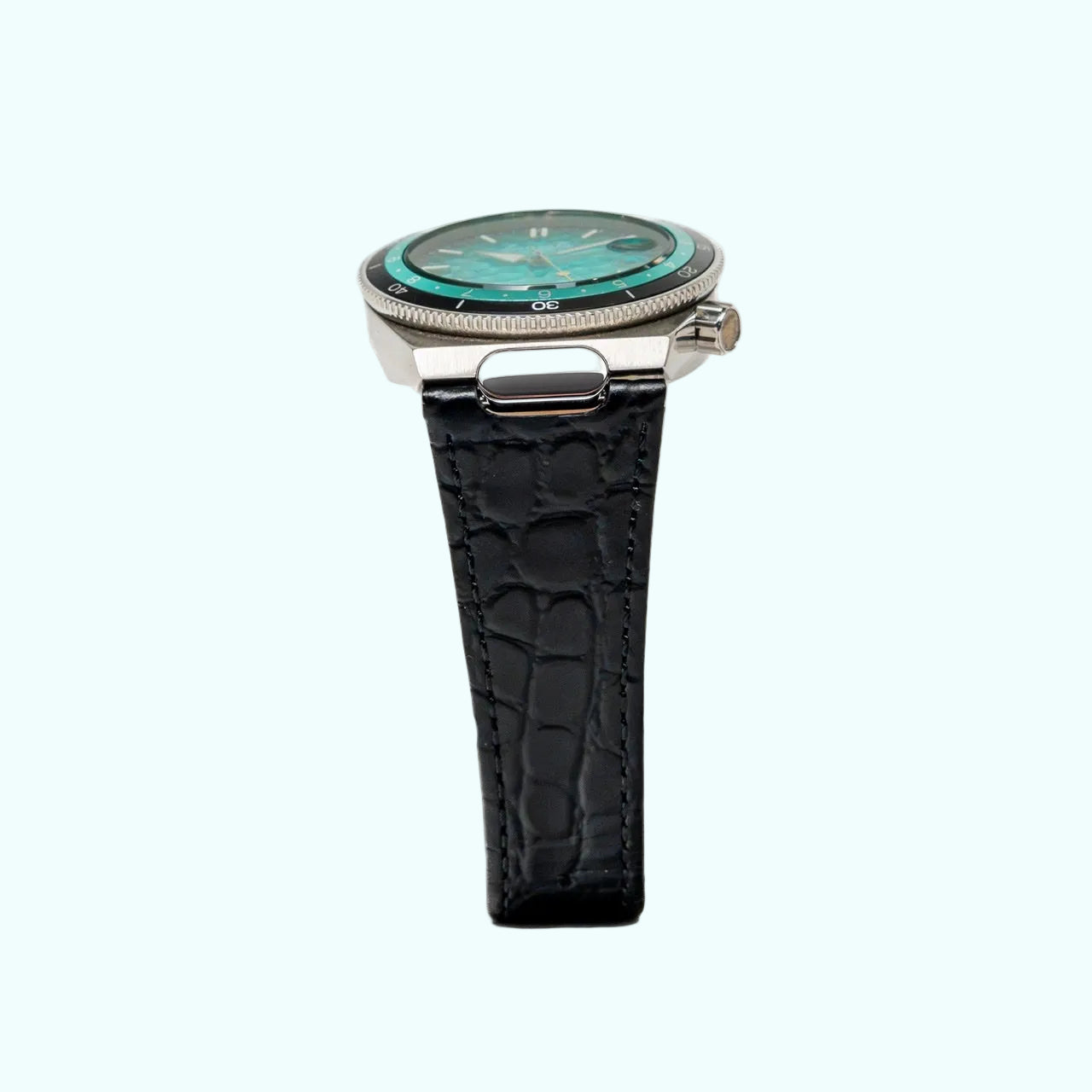 Bausele Elemental black leather strap on wrist — view 4