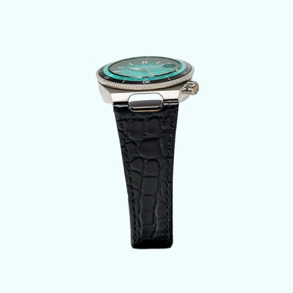 Bausele Elemental black leather strap on wrist — view 4