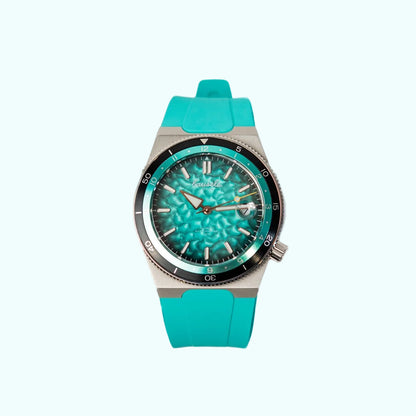 Bausele Elemental blue rubber strap, matched to Oceanic Blue — view 1
