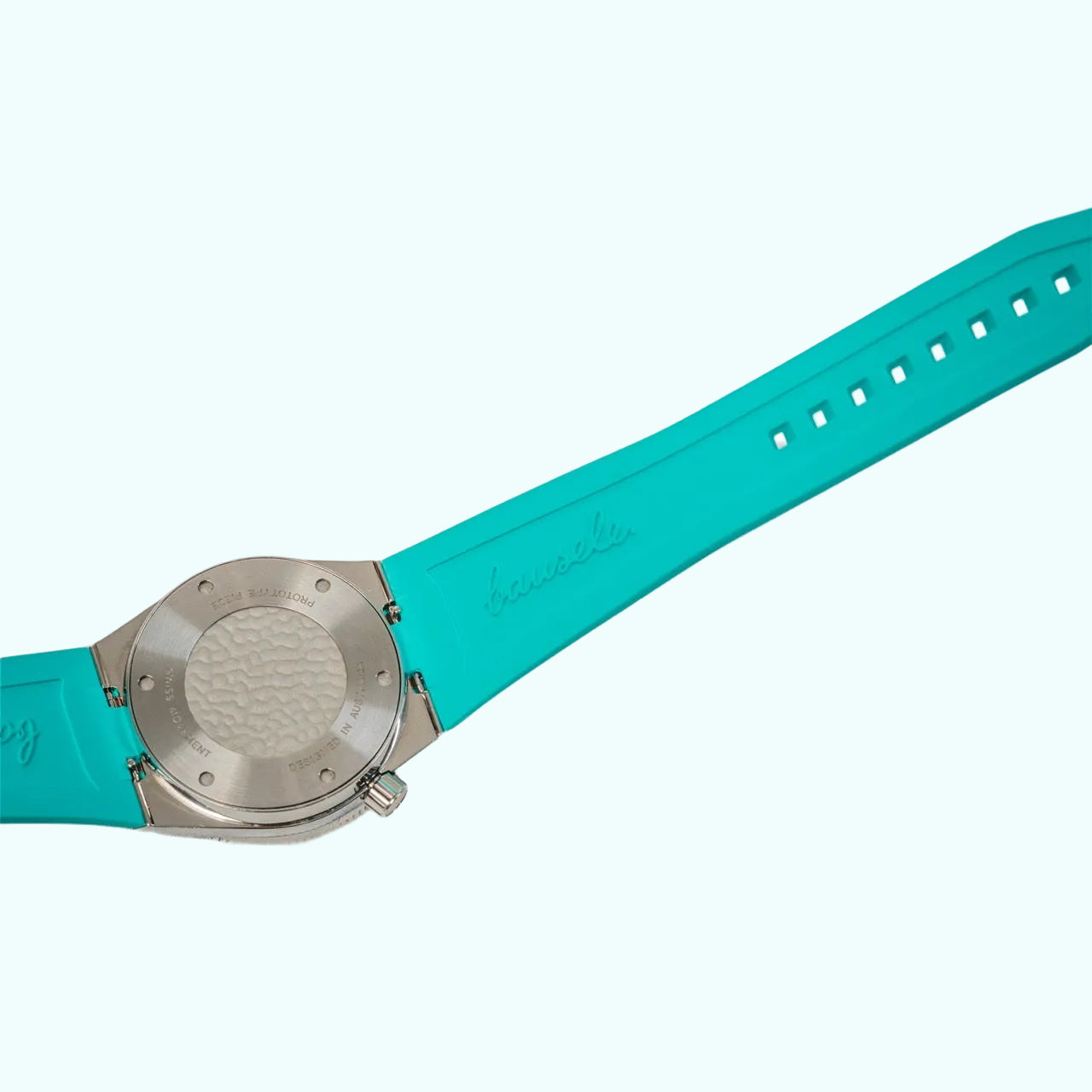 Bausele Elemental blue rubber dive strap detail — view 2
